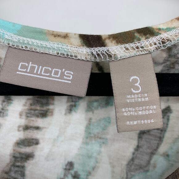 Chico's Women's Abstract Zebra Brushstroke Tunic Top Size 3 (L/XL) Brown Teal - Picture 5 of 5